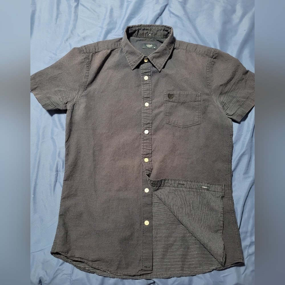 Colin's Men's Button Front Short Sleeve Shirt black 100% Cotton Size M